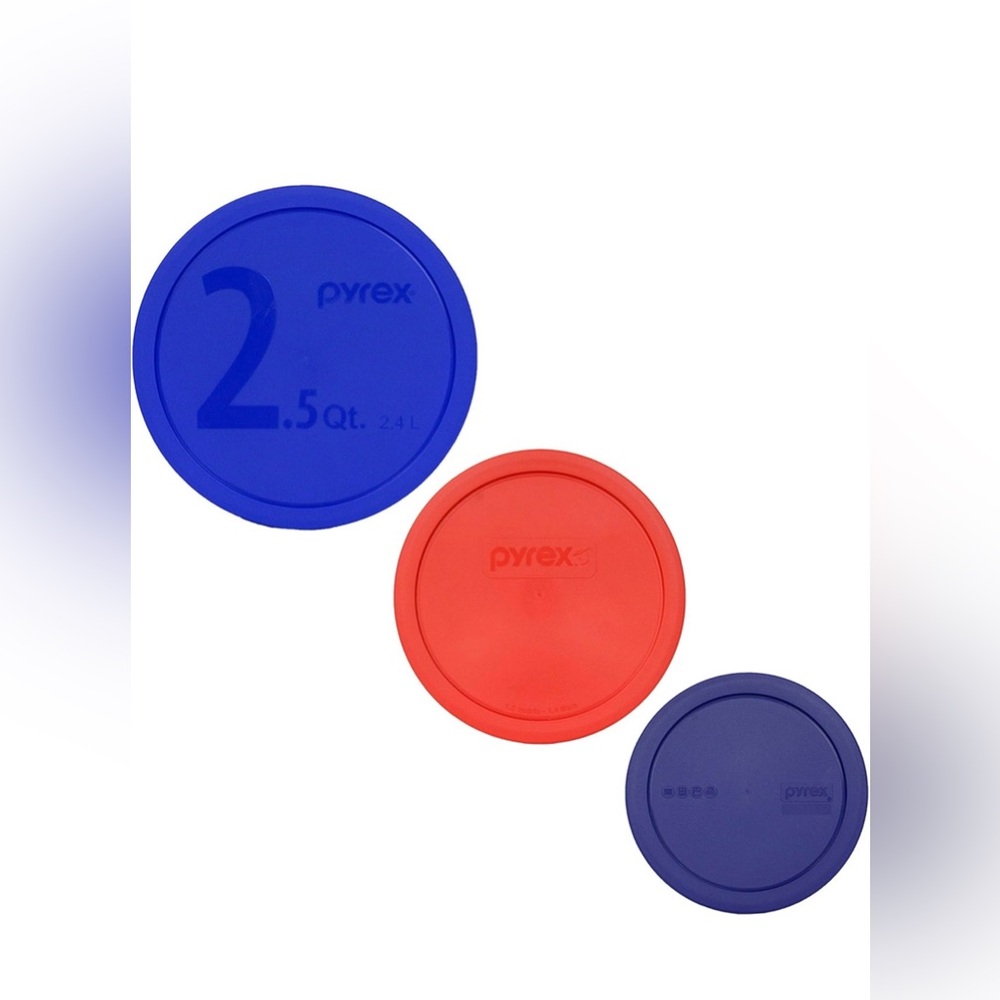 Pyrex Vibrant Blue and Red Lid Trio